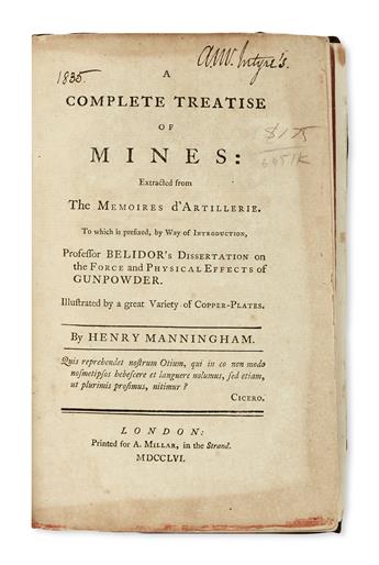 MANNINGHAM, HENRY. A Compleat Treatise of Mines.  1756